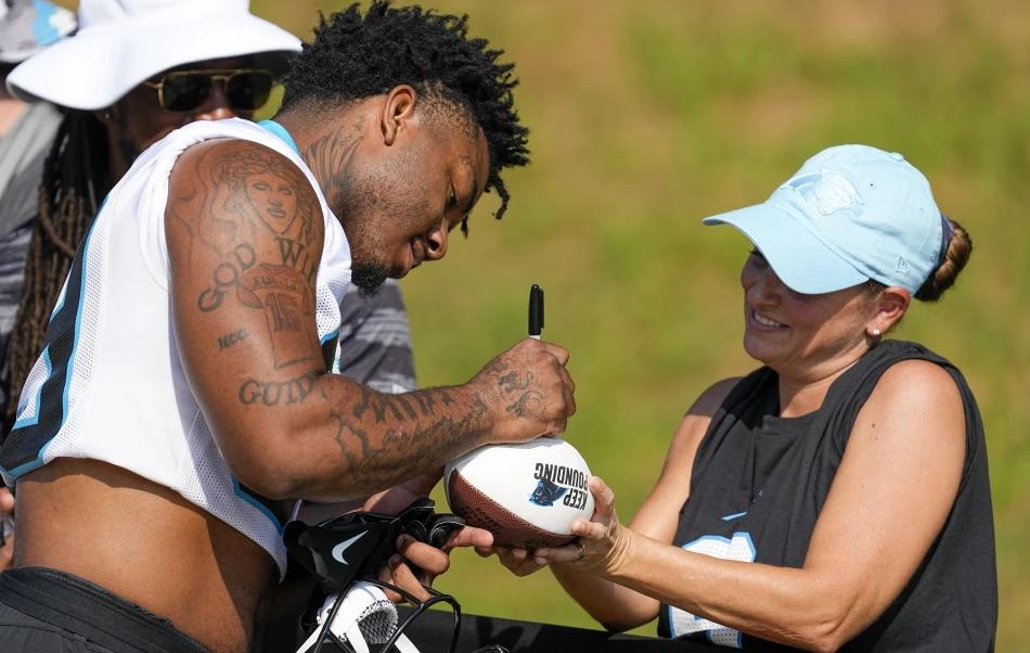 The Carolina Panthers will be without running back Miles Sanders and four other players for their game against the Miami Dolphins on Sunday.