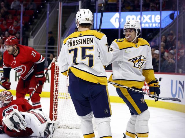 Filip Forsberg notches his third overtime goal of the season as the Predators secure a 6-5 victory over the Hurricanes on WRALSportsFan.com.