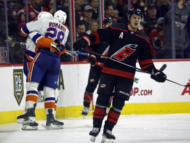 Mathew Barzal recorded a goal and three assists, leading the Islanders to a 5-4 overtime victory over the Hurricanes on WRALSportsFan.com.