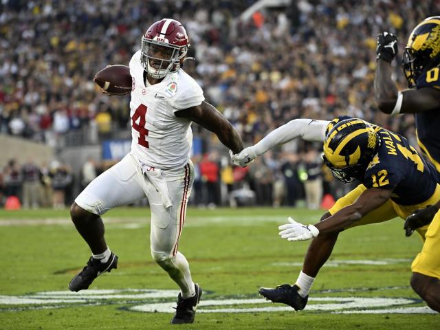 Jalen Milroe leads Alabama in a close comeback attempt, but ultimately falls 2 yards short in overtime against Michigan on WRALSportsFan.com.