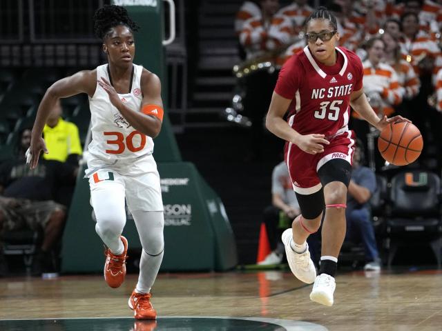 NC State is currently ranked first in the AP women's basketball poll among seven other teams from the ACC conference. This information can be found on WRALSportsFan.com.