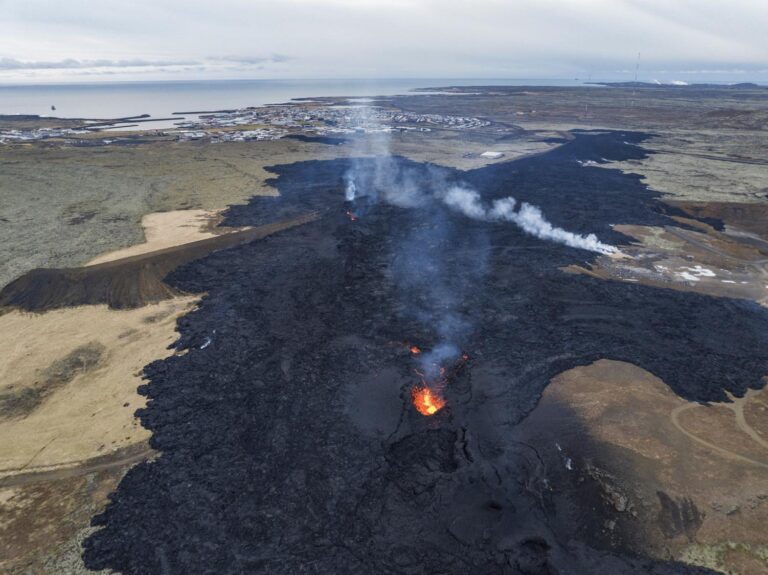 The president stated that Iceland is facing a challenging time as lava from a volcano has destroyed homes in a fishing town.