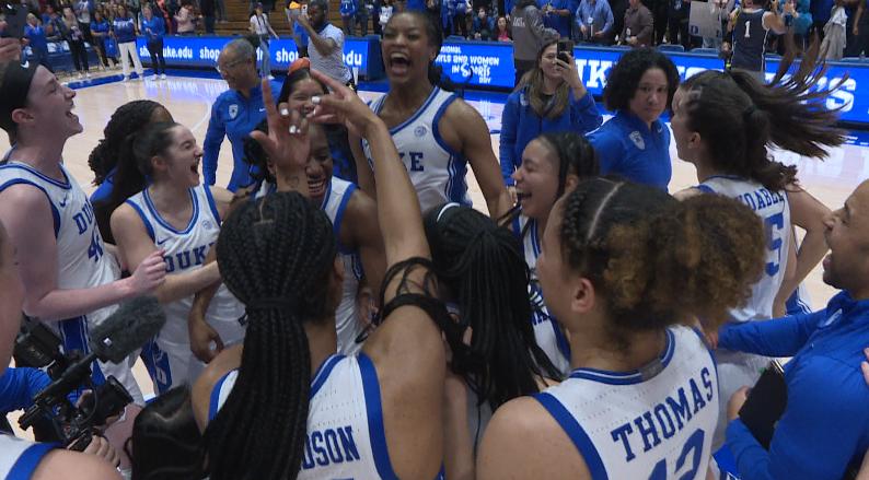 Duke's women's basketball team overcomes a 14-point disadvantage and defeats North Carolina in overtime on WRALSportsFan.com.
