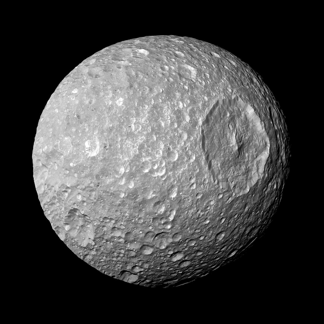 It is possible that Saturn's moon, which resembles the Death Star, has a large ocean located beneath its surface.