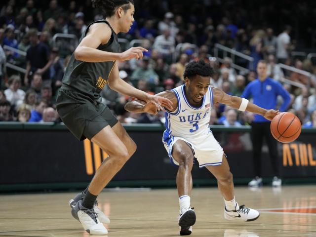 Jeremy Roach leads Duke, ranked No. 8, to a dominating 84-55 victory against Miami on WRALSportsFan.com.