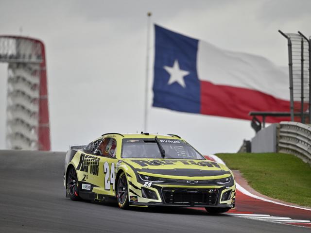 Byron dominates NASCAR's first road course race of the season and takes the checkered flag at COTA, securing the victory.