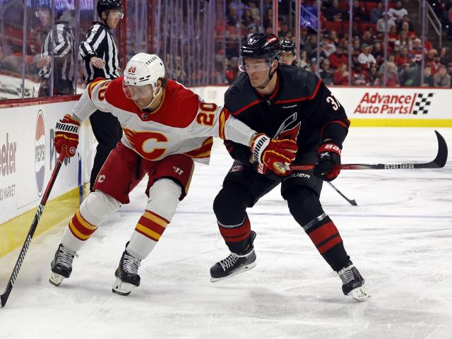 Sebastian Aho and Andrei Svechnikov each record 3 points as the Hurricanes dominate the Flames in a 7-2 victory on WRALSportsFan.com.