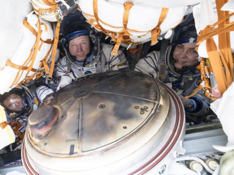 A Soyuz capsule carrying 3 crew from the International Space Station lands safely in Kazakhstan