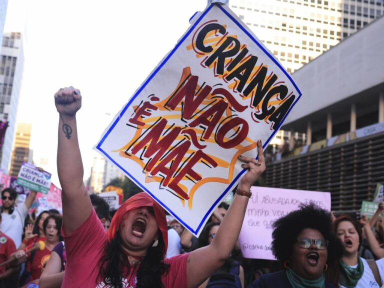 Outraged Brazilian women stage protests against bill to equate late abortions with homicide