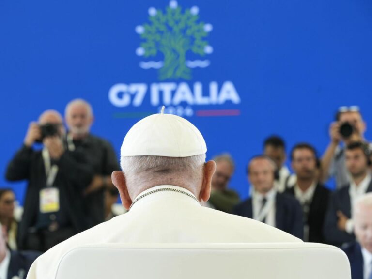 Pope Francis becomes first pontiff to address a G7 summit, raising alarm about AI. The G7 responds