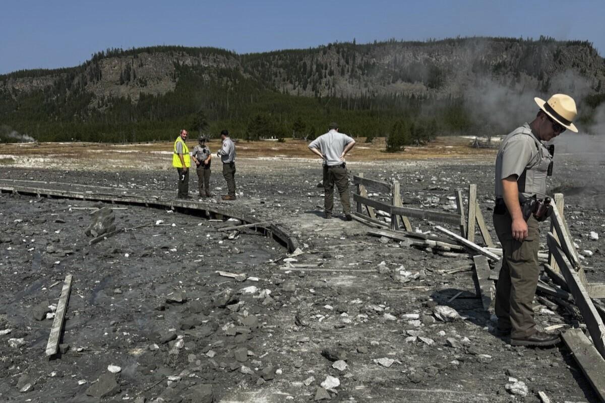 Surprise blast of rock, water and steam in Yellowstone sends dozens running for safety