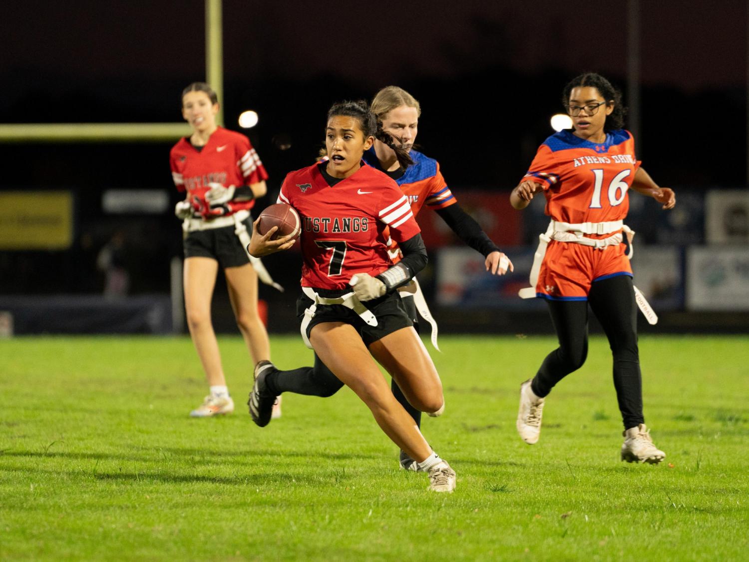 Huffman scores twice as Middle Creek beats Athens Drive in flag football first round