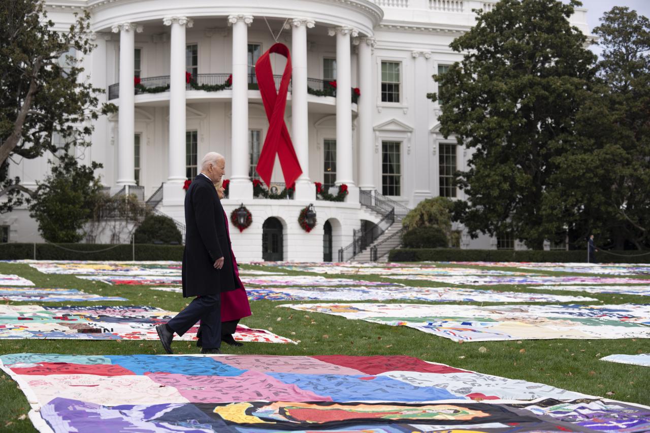 Biden displays AIDS Memorial Quilt at White House to observe World AIDS Day