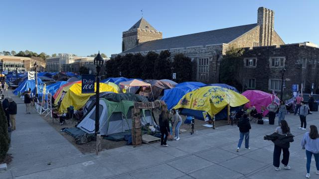 Krzyzewskiville began in 1986. Each year, Duke students put up tents and sleep in them outside of Cameron Indoor Stadium.