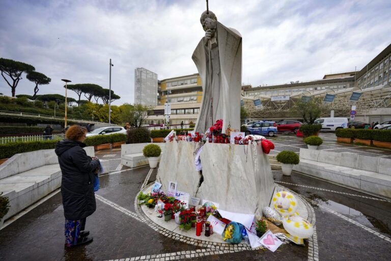 Pope Francis shows further slight improvement as he battles pneumonia, the Vatican says