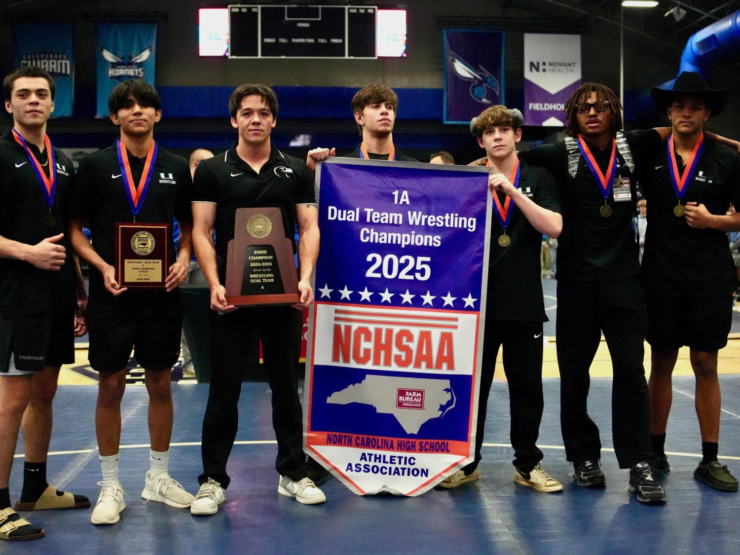 Uwharrie Charter three-peats as 1A dual-team wrestling state champion, downs Mount Airy