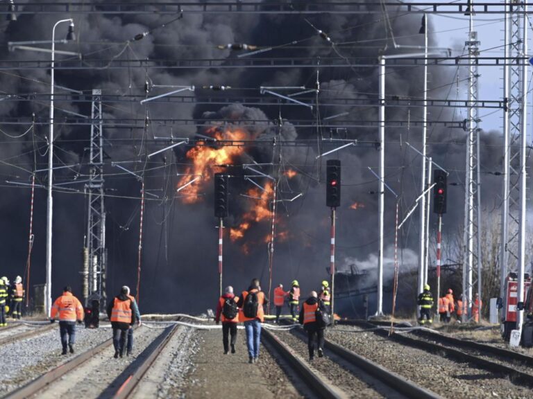 Freight train derails in Czech Republic, causing major chemical fire